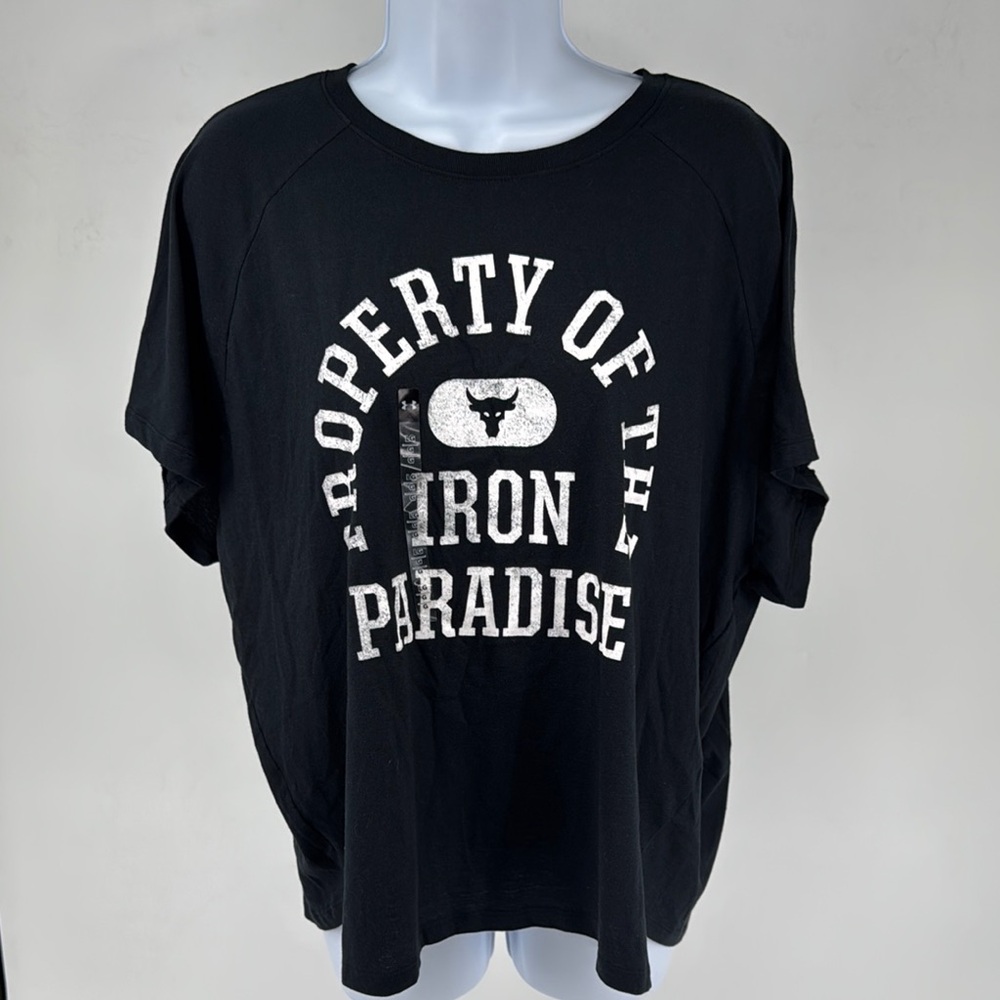 Under Armour Loose Fit Black Graphic T-Shirt “Property of the Iron Paradise”
